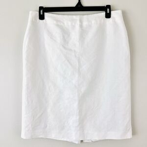 Kasper White Linen Blend Fully Lined Pencil Skirt Lagenlook Resort Wear Size 14